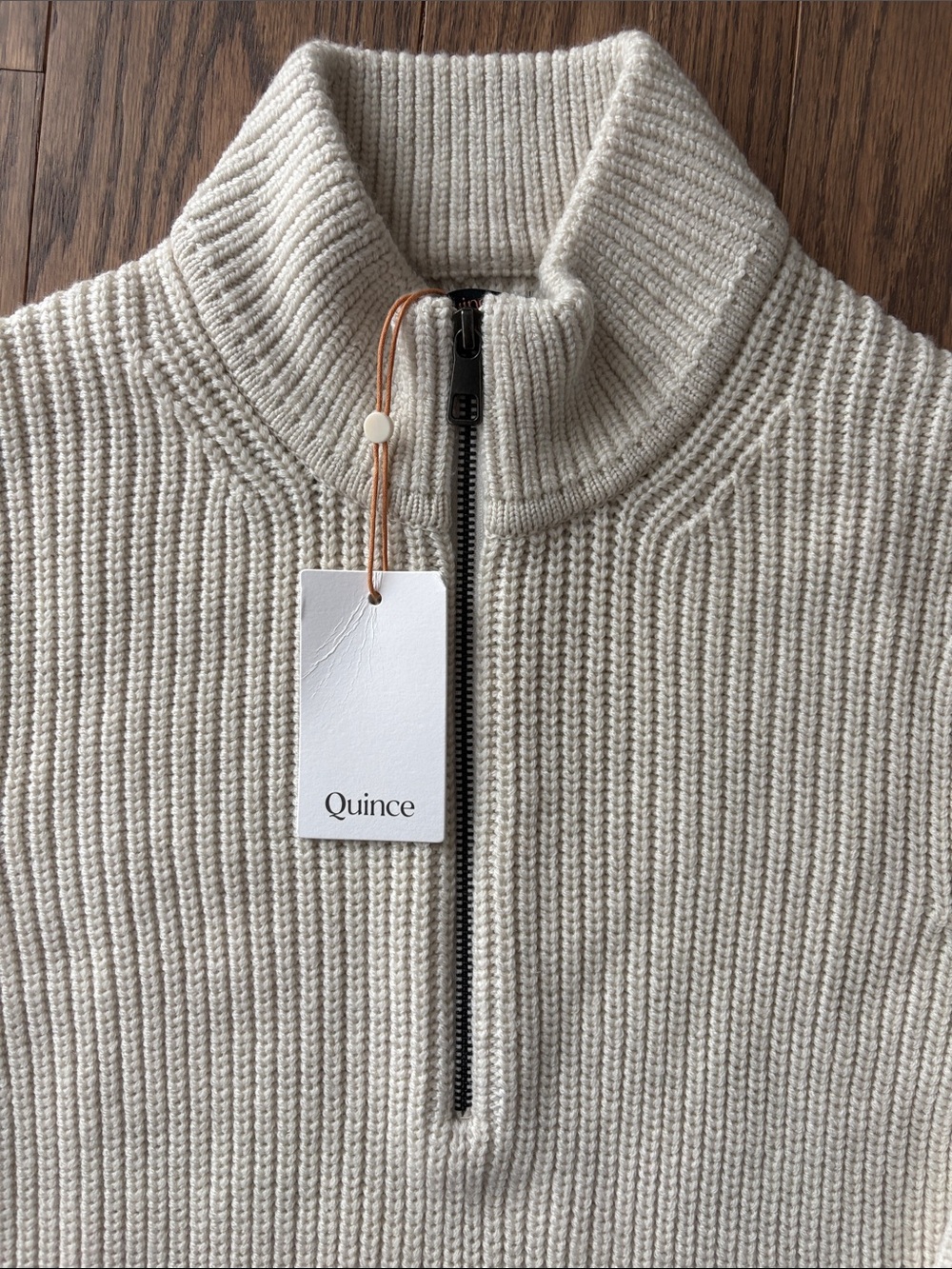 NWT Quince Australian Merino Wool Cream Half-Zip Sweater Size M - Picture 3 of 6